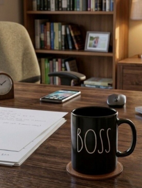 Rae Dunn Other - Rae Dunn Black BOSS Coffee Tea Mug Magenta Farmhouse
